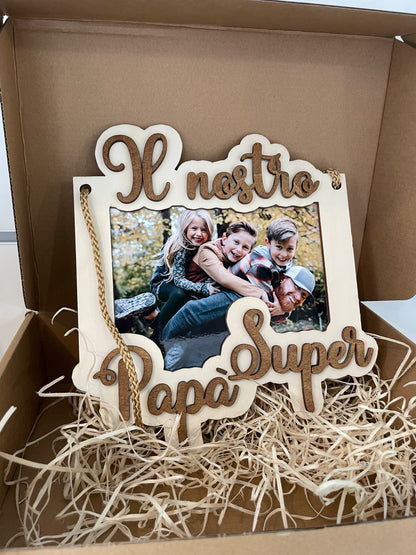 Quadretto in legno con foto Super papà