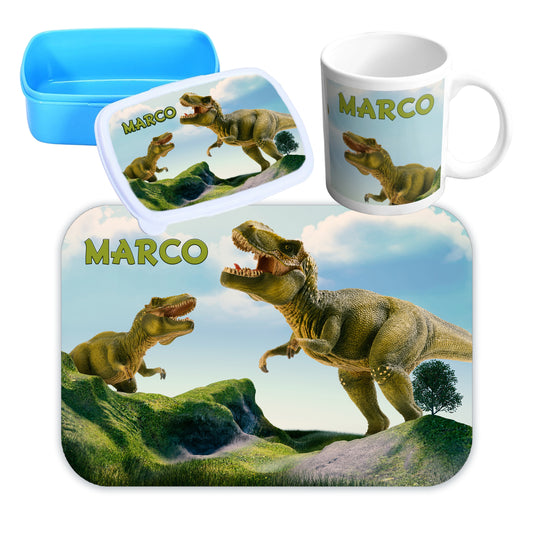 KIT SCUOLA TAZZA TOVAGLETTA  PORTAMERENDA PERSONALIZZATI CON NOME 