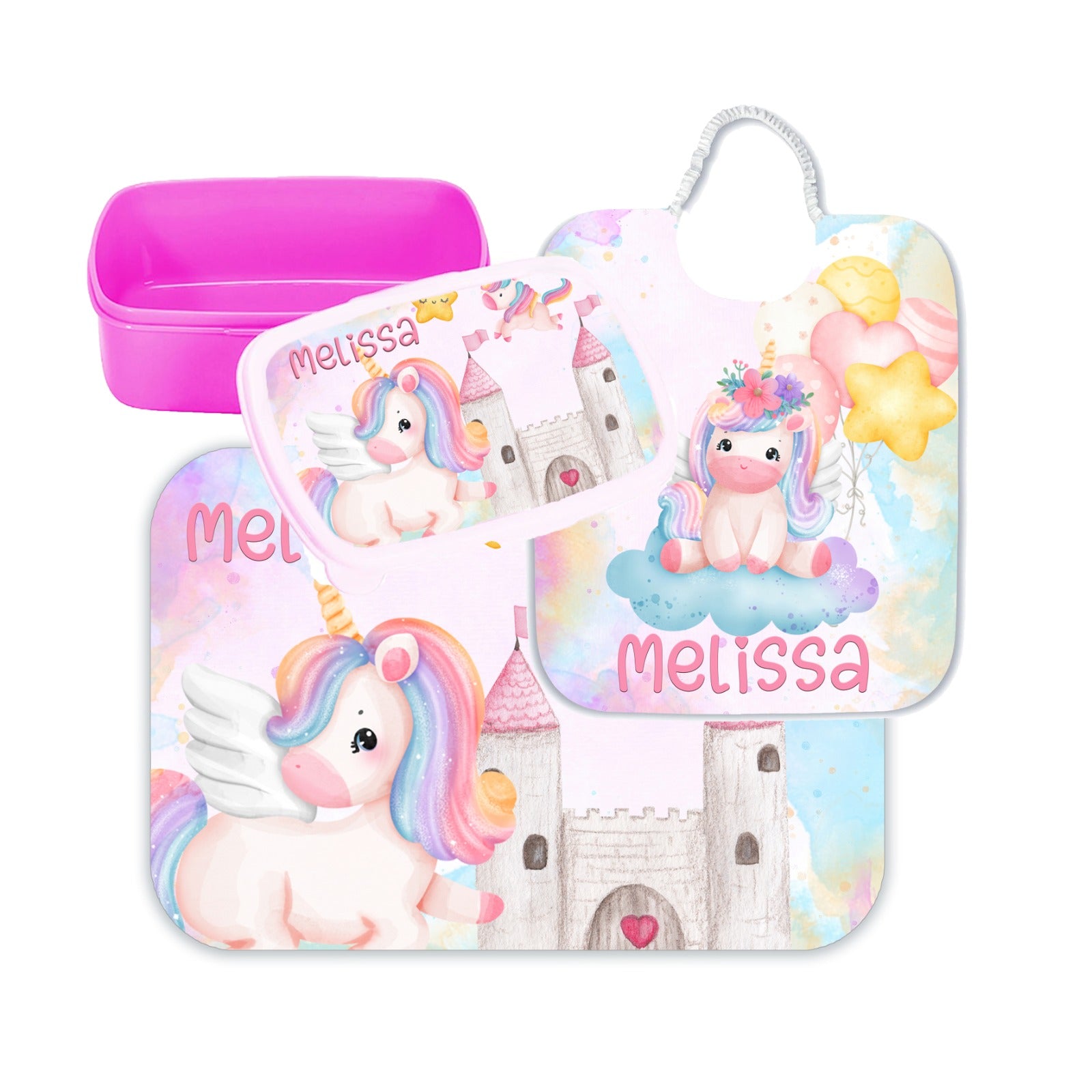 KIT basic 4 PORTAMERENDA BAVETTA TOVAGLIETTA BRAINROT UNICORNO