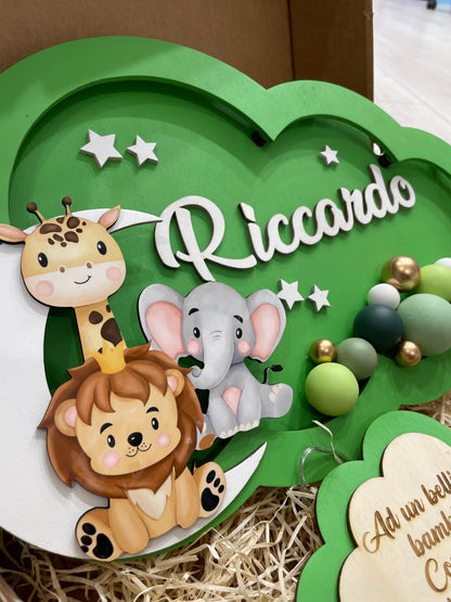 LAMPADE PALLONCINO IN LEGNO PERSONALIZZATE CON NOME PERSONAGGIO E DEDICA 