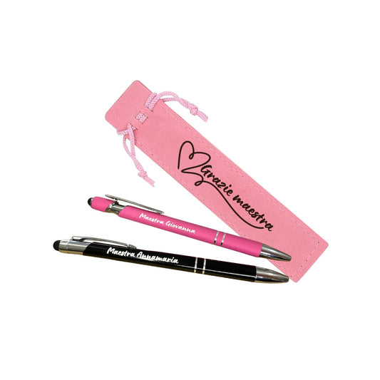 PENNA CON SACCHETTO PERSONALIZZATI CON NOME ROSA GRAZIE MAESTRA 