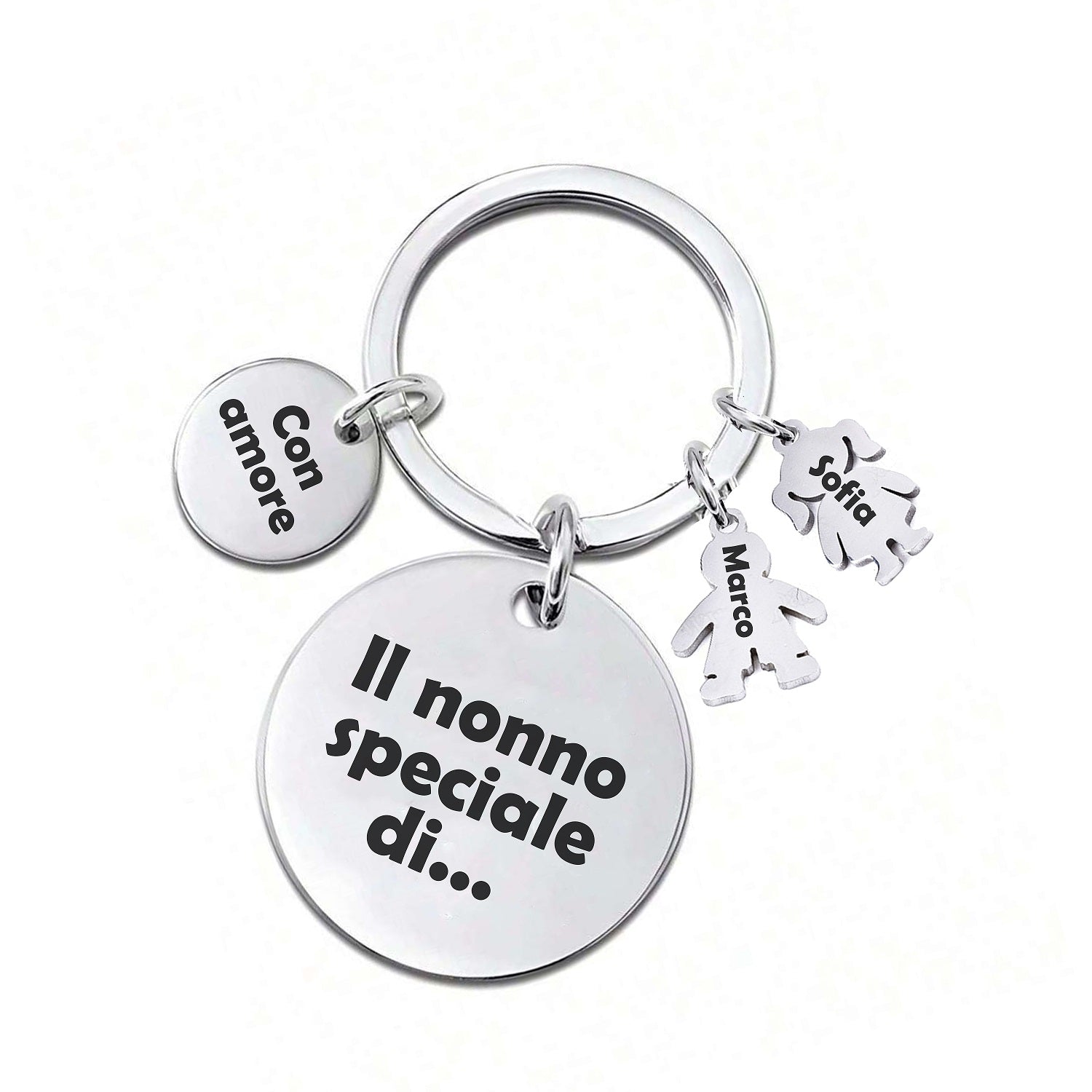 PORTACHIAVI IN ACCIAIO PERSONALIZZATO NONNO