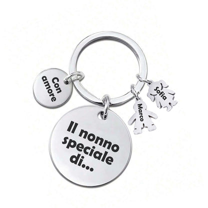 PORTACHIAVI IN ACCIAIO PERSONALIZZATO NONNO