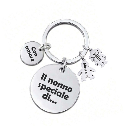 PORTACHIAVI IN ACCIAIO PERSONALIZZATO NONNO