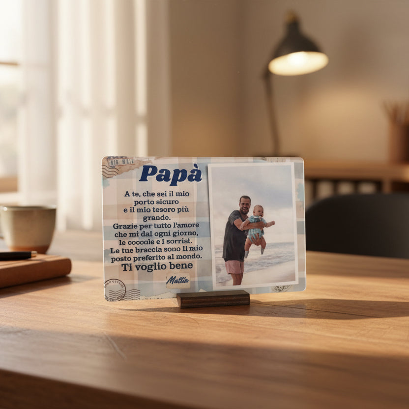 Quadretto papà con foto e piedino