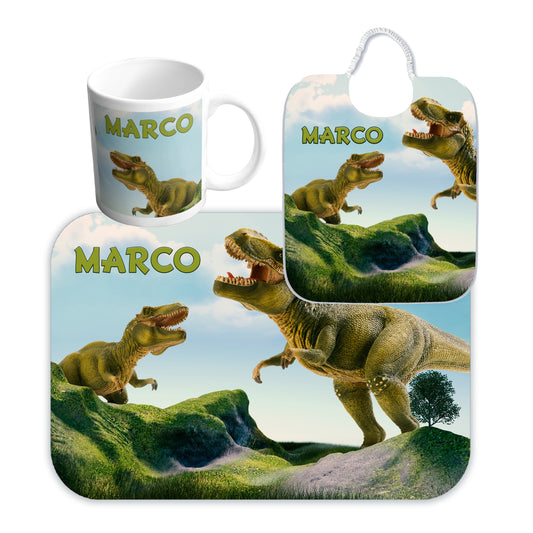 SET TOVAGLIETTA TAZZA E BAVETTA CON NOME E IMMAGGINI PERSONALIZZATE