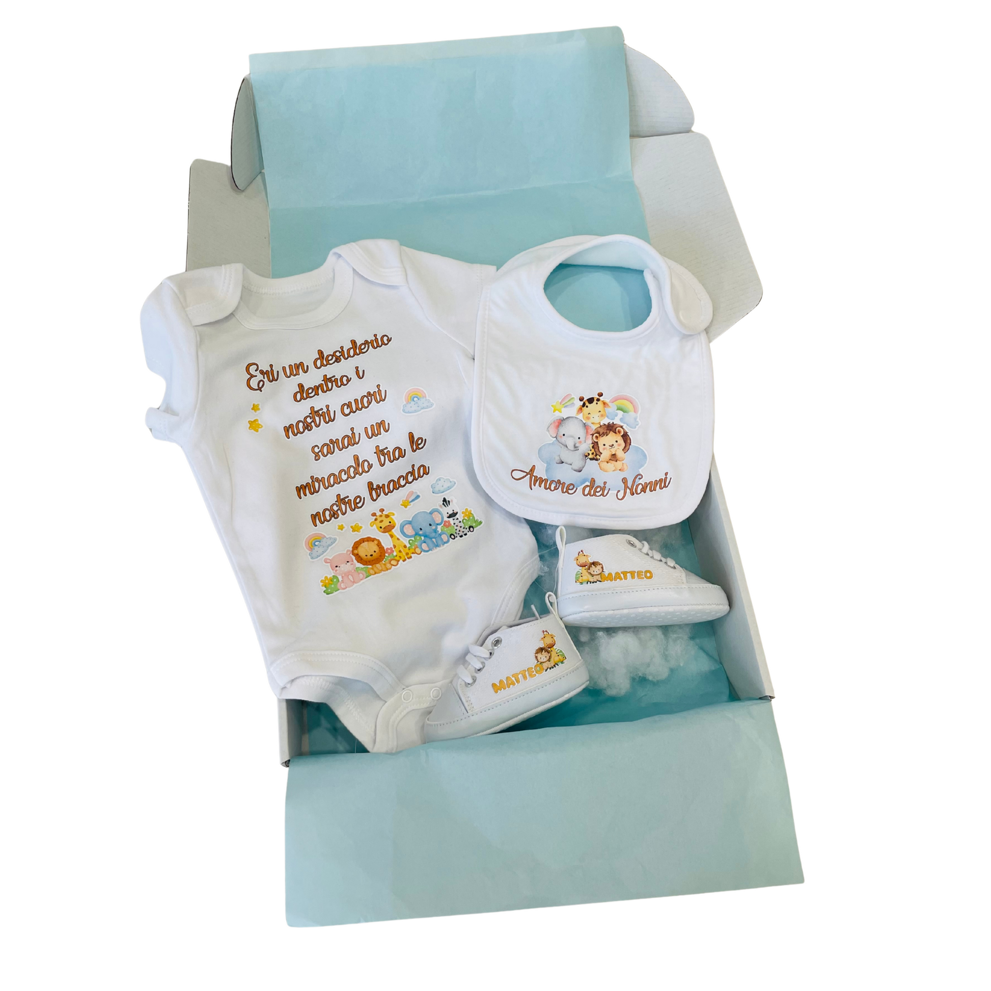 WINK KIT NASCITA JUNGLE BODY BAVETTA SCARPETTE
