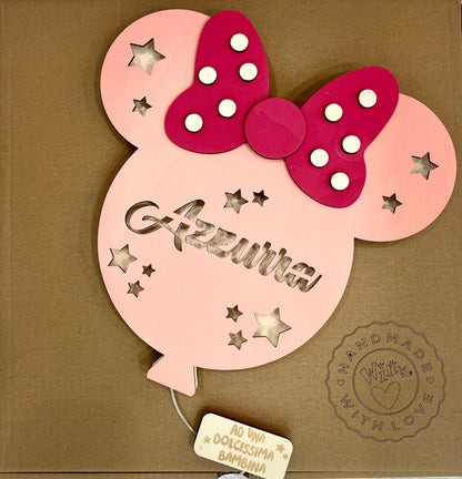 MOUSE ROSA Lampada in legno