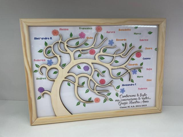 Quadro con albero inciso