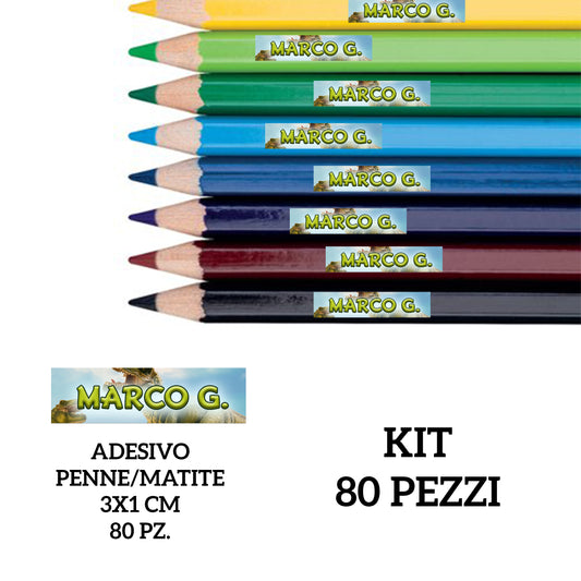 Kit adesivi matite/penne 80 pezzi .