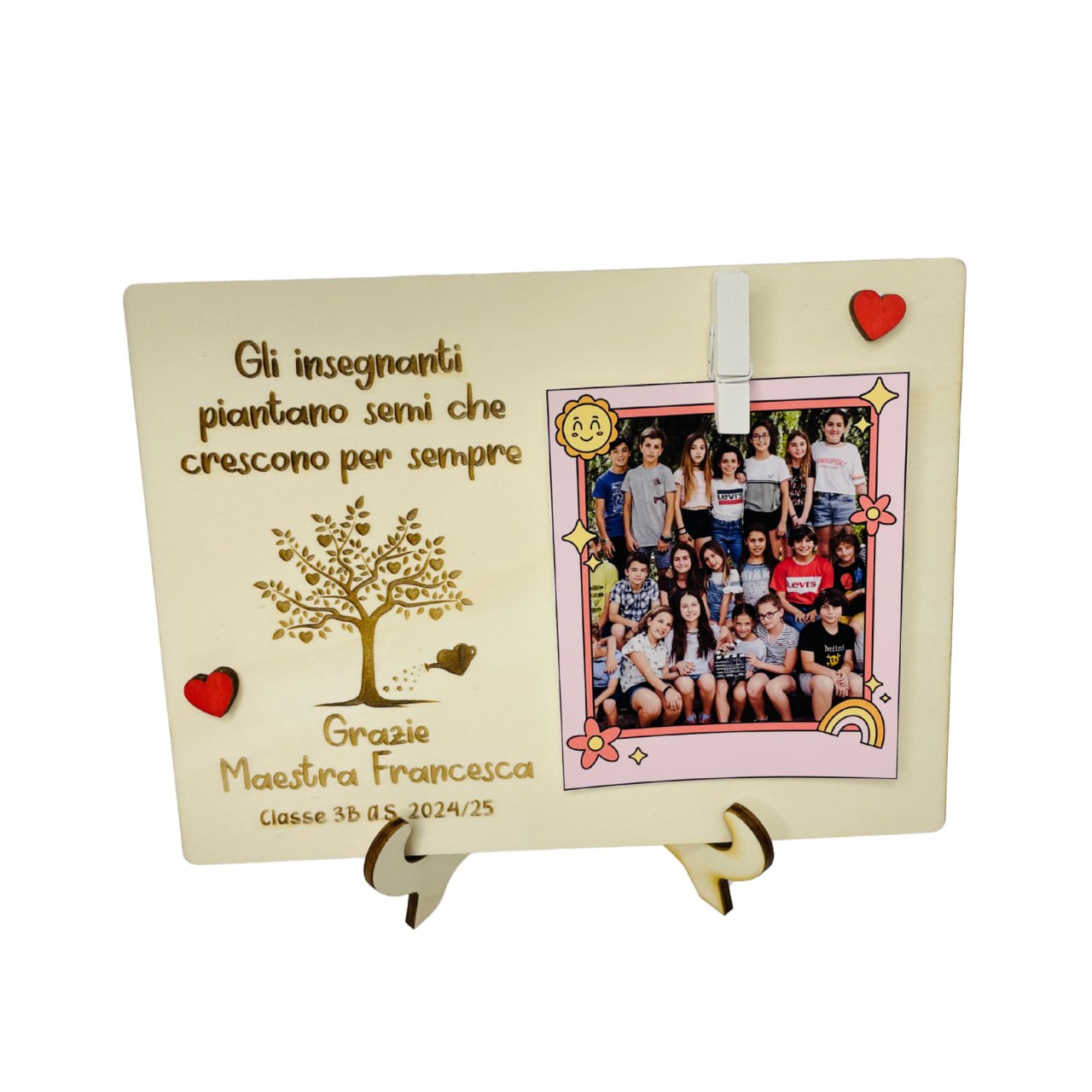 Portafoto Legno con clip Maestra