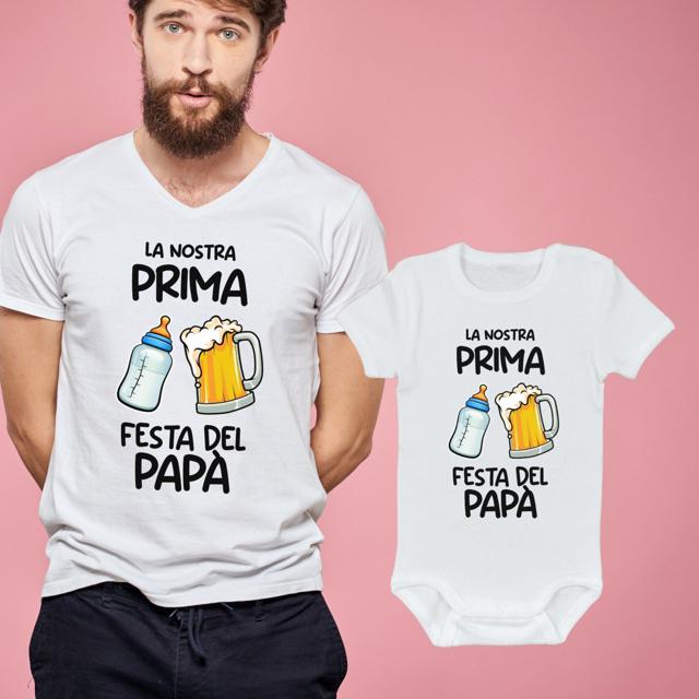 Coppia t-shirt + body birra e biberon