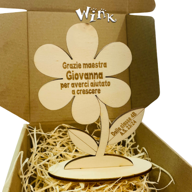 Fiore in legno con dedica