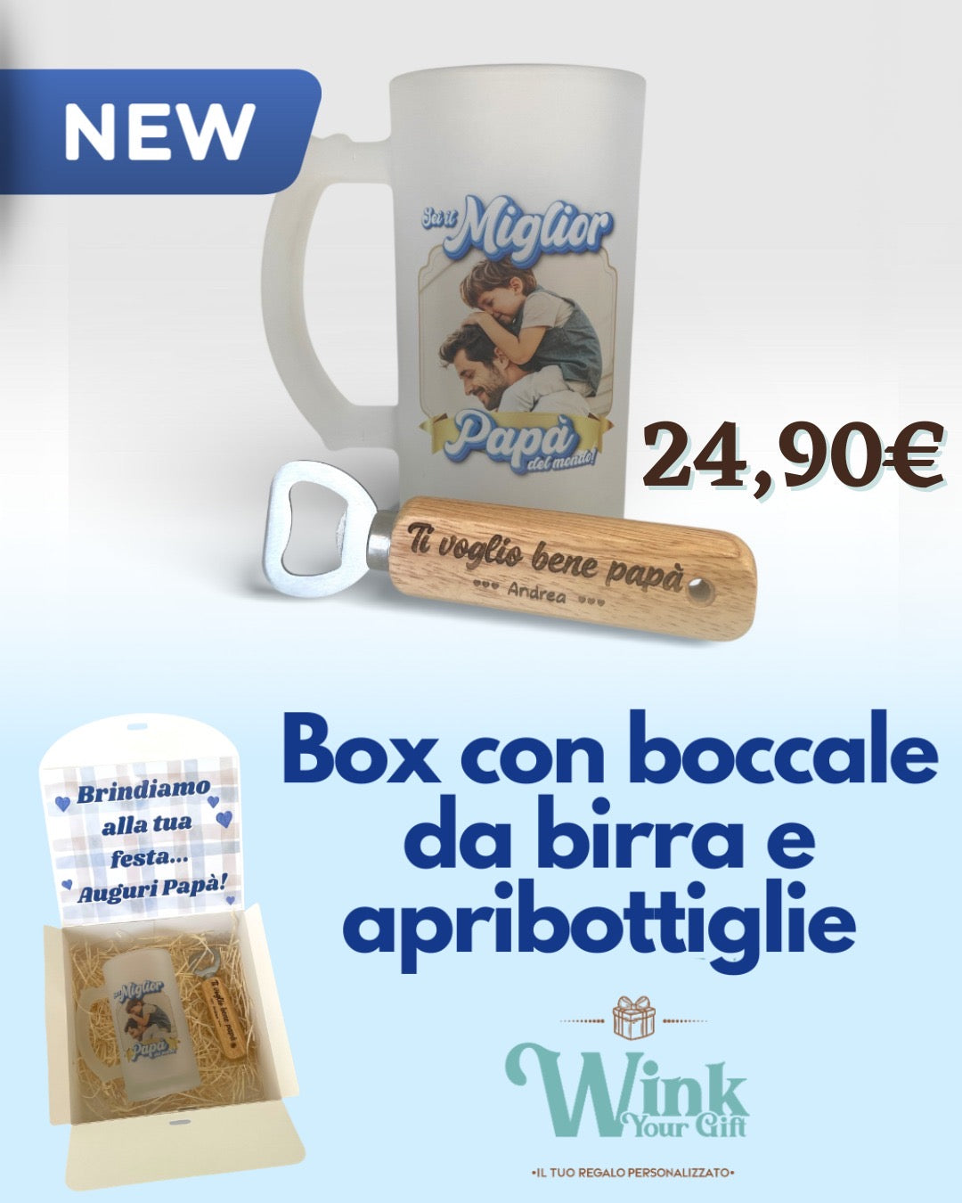 🍺  Box Boccale da Birra e Apribottiglia Papà