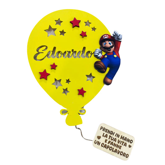 PALLONCINO GIALLO PERSONAGGIO  Lampada in legno