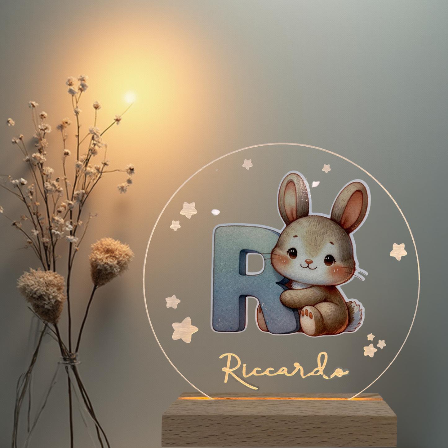 Lampada Led Plexiglass con nome maschile
