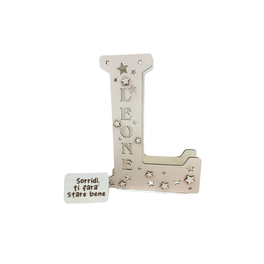 LETTERA BEIGE Lampada in legno