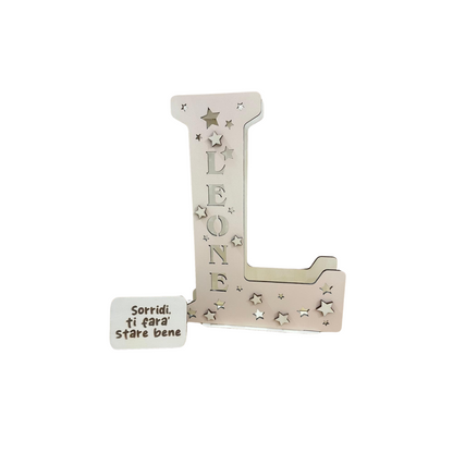 LETTERA BEIGE Lampada in legno