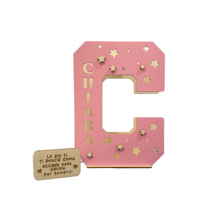 LETTERA ROSA Lampada in legno