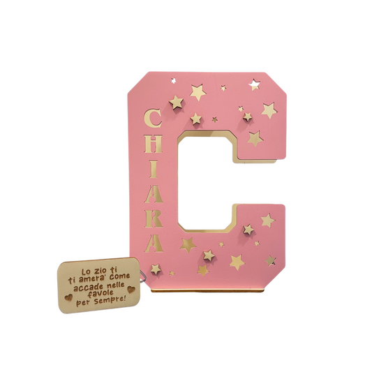 LETTERA ROSA Lampada in legno