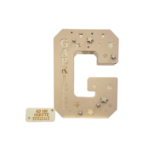 LETTERA BEIGE Lampada in legno