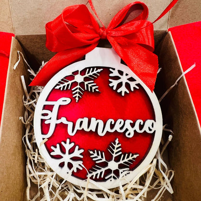 Fiocchi di Neve - Pallina di Natale con Nome