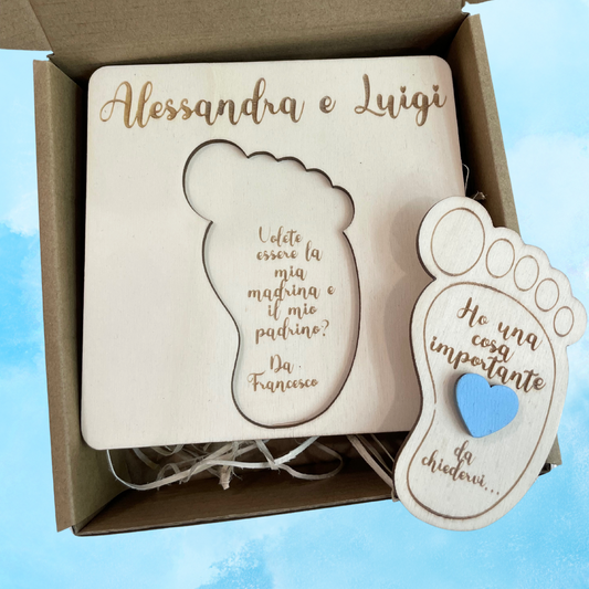 REGALO IN LEGNO PER PADRINO MADRINA PERSONALIZZATO CON NOME E DEDICA