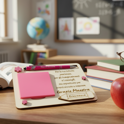 Porta Post-it e Penna personalizzata Maestra